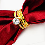 14 Ayar Çiçek Tektaşlı Alyans