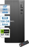 Dell Tower ECT1250 Intel Core I5 14400 128GB Ddr5 4tb SSD 2GB/GT730 Freedos Kurumsal Masaüstü Bilgisayar 730ECT125014F29 + Zettausb