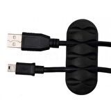 3lü Kablo Organizer - Kablo Tutucu 5 Kanallı / Siyah - 3 Paket X 3 Adet