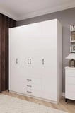Asra Trend MDF 4 Kapaklı, 3 Çekmeceli Gardırop - 160x208x53cm, Geniş Hacimli Kıyafet Dolabı, G-02