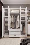 Asra Trend MDF 4 Kapaklı, 3 Çekmeceli Gardırop - 160x208x53cm, Geniş Hacimli Kıyafet Dolabı, G-02