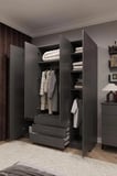 Asra Trend MDF 4 Kapaklı, 3 Çekmeceli Gardırop - 160x208x53cm, Geniş Hacimli Kıyafet Dolabı, G-02