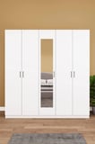 Asra Trend MDF 5 Kapaklı, 2 Çekmeceli, Aynalı Gardırop - 200x208x53cm, Geniş Kıyafet Dolabı, G-04