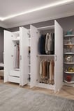 Asra Trend MDF 5 Kapaklı, 2 Çekmeceli, Aynalı Gardırop - 200x208x53cm, Geniş Kıyafet Dolabı, G-04