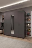 Asra Trend MDF 5 Kapaklı, 2 Çekmeceli, Aynalı Gardırop - 200x208x53cm, Geniş Kıyafet Dolabı, G-04