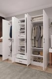 Asra Trend MDF 6 Kapaklı, 2 Çekmeceli, 2 Aynalı Gardırop - 240x208x53cm, Geniş Kıyafet Dolabı, G-05