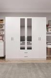 Asra Trend MDF 6 Kapaklı, 2 Çekmeceli, 2 Aynalı Gardırop - 240x208x53cm, Geniş Kıyafet Dolabı, G-05