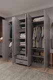Asra Trend MDF 6 Kapaklı, 2 Çekmeceli, 2 Aynalı Gardırop - 240x208x53cm, Geniş Kıyafet Dolabı, G-05