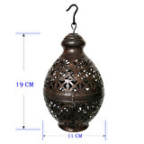 Binbir Trend Antik Bakır Dekoratif Mum Feneri Şamdan Mumluk 19cm