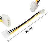 4 pin ATX 12V to 4 pin molex 12 power güç kablosu 30 cm