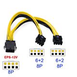 8 pin to PCI-E (6+2) Dual Y Power Güç Kablosu 18 AWG 