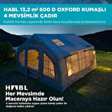 13 Kişilik 13.2m2 Su,Rüzgar ve Kar Geçirmez 600D Oxford Kumaşlı 4 Mevsim Şişme Çadır 367*360*220cm