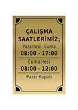 Mayeka Çalışma Saatlerimiz Levha Altın Metal Yönlendirme Tabelası Kişiye Özel