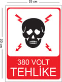 Metal 380 Volt Tehlike 15x20 cm Uyarı İş Güvenliği Levhası