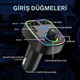 Cosmostech Car C2 Araç Fm Transmitter 5.3 Bluetooth Araç Kiti Hızlı Şarj Qc 3.1 Çift USB ve TYPE-C Mp3 Sd Kart Çakmaklık Girişli Oto Müzik Çalar