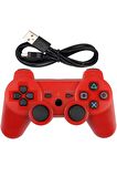 Cosmostech P3 Doubleshock PS3 Playstation 3 için Uyumlu Kablosuz Titreşimli Oyun Kolu Gamepad Joystick Controller Kırmızı