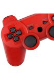 Cosmostech P3 Doubleshock PS3 Playstation 3 için Uyumlu Kablosuz Titreşimli Oyun Kolu Gamepad Joystick Controller Kırmızı