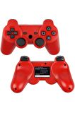 Cosmostech P3 Doubleshock PS3 Playstation 3 için Uyumlu Kablosuz Titreşimli Oyun Kolu Gamepad Joystick Controller Kırmızı