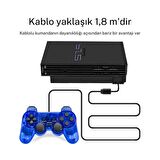 Cosmostech PS2 Controller Oyun Kolu , Titreşimli Gamepad Joystick Mavi
