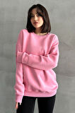 Kadın Bisiklet Yaka Oversize Sweatshirt