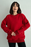 Kadın Bisiklet Yaka Oversize Sweatshirt