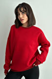 Kadın Bisiklet Yaka Oversize Sweatshirt
