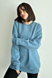Kadın Bisiklet Yaka Oversize Sweatshirt