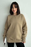 Kadın Bisiklet Yaka Oversize Sweatshirt