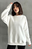 Kadın Bisiklet Yaka Oversize Sweatshirt