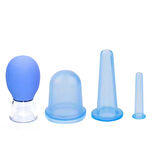 Mini Silikon Vakumlu Mika Yüz Masaj Kupası 4'lü Karışık Süper Set Mavi Renk