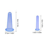 Mini Silikon Vakumlu Mika Yüz Masaj Kupası 4'lü Karışık Set Mavi Renk