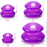 Lüx Vakumlu Silikon Masaj Kupa Seti Selülit & Hacamat Kupası 4'lü Set Mor Renk