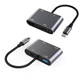 Winex 4in1 Type-C to HUB PD 65W+HDTV+VGA+UsbA Dönüştürücü Adaptör