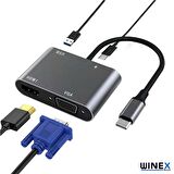 Winex 4in1 Type-C to HUB PD 65W+HDTV+VGA+UsbA Dönüştürücü Adaptör