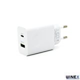 Winex 20W Type-C PD + UsbA Quick Charger 3.0 Ultra Hızlı Çift Çıkışlı Şarj Aleti Başlığı
