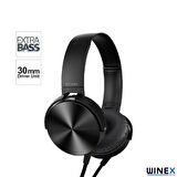Winex HD Extra Bass Kablolu Mikrofonlu Kulaklık Siyah