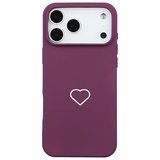 iPhone 17 Pro Max Bordo Lansman Renkli Silikon Beyaz Kalp Desenli Kamera Korumalı Kılıf