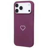 iPhone 17 Pro Max Bordo Lansman Renkli Silikon Beyaz Kalp Desenli Kamera Korumalı Kılıf