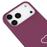iPhone 17 Pro Max Bordo Lansman Renkli Silikon Beyaz Kalp Desenli Kamera Korumalı Kılıf