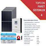 Güneş Enerjisi Bağevi Hazır Solar Paket - 6.2Kw Mppt Akıllı İnverter + 6X 600W Güneş Paneli+ 4X 12V 210Ah Jel Akü