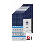 Güneş Enerjisi Bağevi Hazır Solar Paket - 6.2Kw Mppt Akıllı İnverter + 12X 295W Polykristal Güneş Paneli+ 12X 12V 105Ah Jel Akü