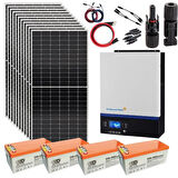 Güneş Enerjisi Hazır Solar Paket – 5Kw Mppt İnverter + 9X 550W Güneş Paneli + 4X 12V 200Ah Jel Akü