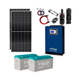 Güneş Enerjisi Hazır Solar Paket – 3Kw İnverter + 2X 450W Güneş Paneli + 2X 12V 150Ah Jel Akü