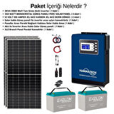 Teknovasyon Arge Güneş Enerjisi Bağ Evi Solar Paketi 3KVA İnverter 350W Güneş Paneli 100AH Jel Akü