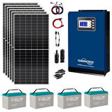 Güneş Enerjisi Bağ Evi Solar Paketi 5KVA İnverter 350W Güneş Paneli 100Ah Jel Akü