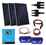 Güneş Enerjisi  Hibrit Paket 3 Kva Tam Sinüs İnverter 330 watt Güneş Paneli 150 Amper Jel Akü 1000 WATT 24 V Rüzgar Türbini + Yerli Şarj Kontrol Cihazı Rüzgar Türbini Set 