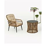 Capri Swing Pisa Tekli Rattan Bahçe Balkon Oturma Grubu Açık Kahve 703