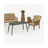 Capri Swing Pisa İkili Rattan Bahçe Balkon Oturma Grubu Açık Kahve 753