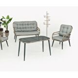 Capri Swing Pisa İkili Rattan Bahçe Balkon Oturma Grubu Gri 750