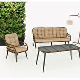 Capri Swing Pisa Üçlü Rattan Bahçe Balkon Oturma Grubu | Kahve | 803
